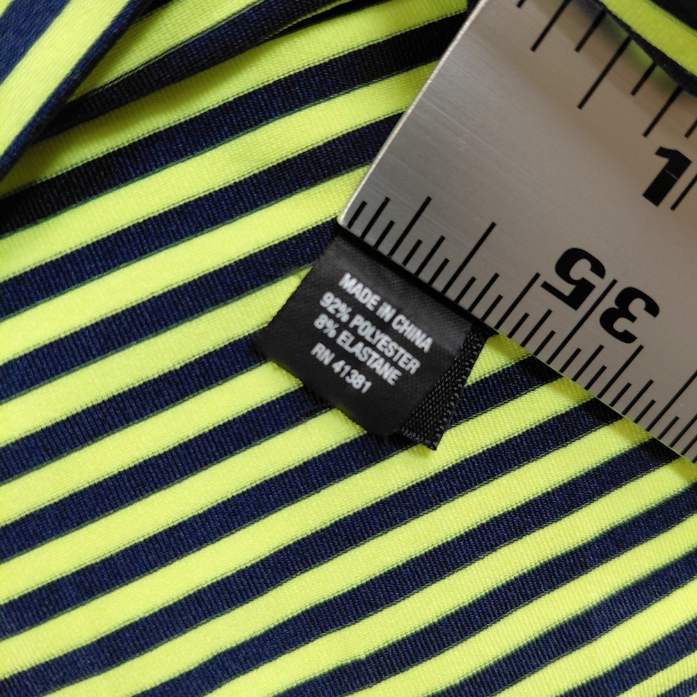 RLX Ralph Lauren Mens Large Neon Yellow Navy Striped Southern Hills Polo‎ Shirt - Picture 11 of 13